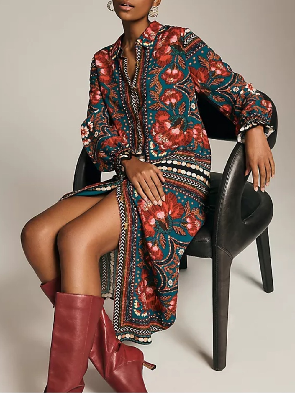 FARM Rio for Anthropologie Floral Button Front Shirt Dress Size Small - Picture 1 of 8